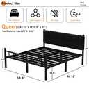 Henshwon Metal Bed Frame,14Inch Queen Bed Frame with Headboard,Heavy Duty Sturdy Mattress Foundation,Easy Assembly,No Box Spring Needed,Black Queen Size