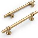 Amerdeco 10 Pack Matte Brushed Gold Cabinet Pulls 5 Inch(128MM) Hole Centers Kitchen Cabinet Handles Cabinets Hardware Drawer Pulls ZH0058 (5"/128MM Hole Center)