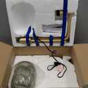 Upgraded Dimmable Glass Floor Lamp for Living Room, Modern Gold Standing Lamp with Green Ribbed Glass Lampshade & Knob Dimmer, Arc Tall Lamp for Bedroom Office Reading Room, 2700K Led Bulb Included