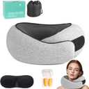 2025 New Travel Pillow, Neck Pillow Airplane, Memory Foam Travel Neck Pillow, Airplane Travel Essentials, Light Gray