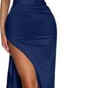 Memoriesea Women's Sexy One Shoulder High Split Cocktail Wedding Party Maxi Dress M