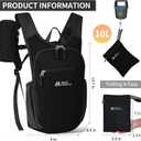 Hiking Backpack 10L/15L Small Daypack Lightweight Packable Travel Foldable Water Resistan for Women Men (Black, 10L)