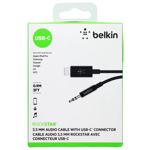 Belkin Rockstar 3FT USB-C To (3.5mm) Aux Cable - Black