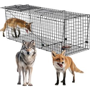 Heavy Duty Coyote Trap 59 Inch,Humane Live Animals Trap for Dogs, Coyotes, Bobcats, Foxes and Other Similar Size Animails.Extra Large and More Sturdy Cage