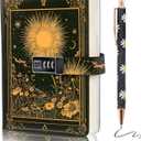 Diary with Lock for Women Girls, A5 192 Pages Vintage Password Journal with Lock, Leather Refillable Notebook with Cute Daisy Ballpoint Pen, Women Diaries for Birthday Gifts (Women A)