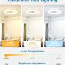 VOLISUN Low Profile Ceiling Fans with Lights and Remote, Ceiling Fan with Light Flush Mount, No Assembly, 3000K-6500K Dimmable, White Fandelier Ceilings Fans with Lights for Bedroom
