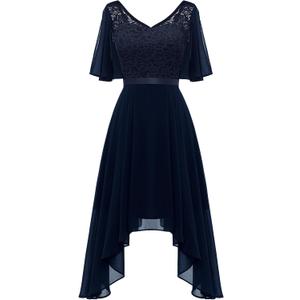BeryLove Homecoming Cocktail Formal Party Dress Bridesmaid Wedding Guest A Line Lace Elegant Flowy Prom Dresses (Medium)