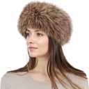 Loritta Womens Winter Headbands Faux Fur Headband Elastic Ear Warmers Furry Ear Muffs,Dark Brown