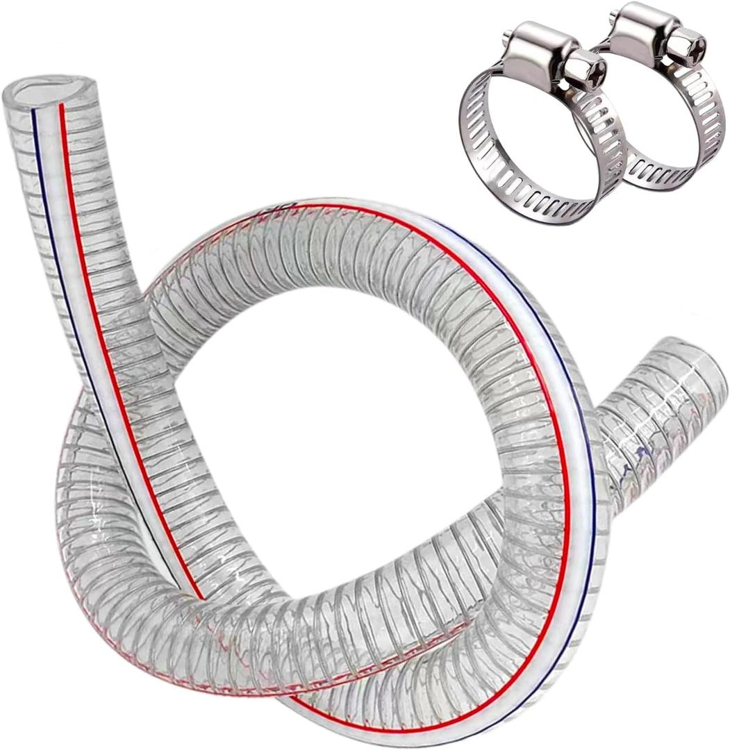 1 1/4 '' ID x 1 1/2 '' OD Heavy-Duty Steel Wire Vacuum Suction Hose, PVC High Pressure UV Chemical Resistant Thick Flexible Vinyl Tubing, Bilge Pump Hose, 32.8FT