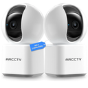 ARCCTV Cameras for Home Security 2pcs with WiFi 6&5GHz/2.4GHz, Motion Tracking Never Miss a Moment, 2-Way Audio, Night Vision, Compatible with Alexa Upgrades Your Idoor Security