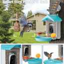 VISIOGEAR 2-in-1 Smart Wild Bird Feeder & Bath with 4K HD Camera, AI Identification Solar Bird Feeder Watching Camera Night Vision for Outdoor Birds Watching Gifts for Birdlover, Blue