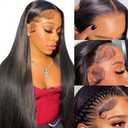 SOPSFR 13x6 HD Lace Front Wigs Straight Human Hair Wigs 200% Density Straight Lace Front Wigs Human Hair with Baby Hair Brazilian Virgin Human Hair Wigs for Women 28 Inch