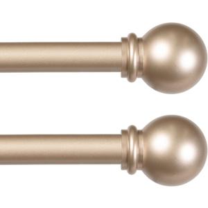 Kenney Chelsea Ball End Window Curtain Rod, Adjustable Curtain Rod for Windows 28 to 48 Inches, Extendable Curtain Rod Set, Soft Brass Gold Curtain Rod, Curtain Rods 2 Pack