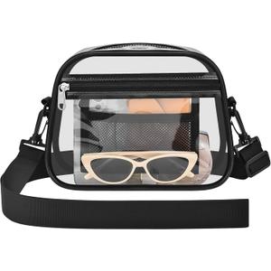 Clear Bag for Stadium Events Mini Small Clear Purse Stadium Bag for Concert Sport Work(Black-Old)