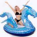 Giant Inflatable Dragon Pool Float, Cool ice Dragon raft 9 Feet Long with Faster Valve, Pool Float Floatie Ride On Summer Beach Pool Party Lounge for Kids and Adults (Dragon Float)