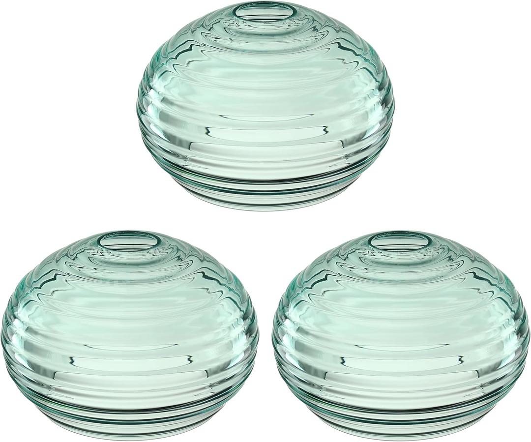 3 Pack Clear Green Glass Shade Replacement,Ceiling Fan Light Covers Glass Drum Lampshades for Chandelier Vanity Lights Wall Sconces Pendant Light,1.66" Fitter Size,5.32" high*8" Diameter