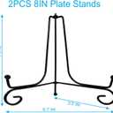 2 x 2PCS Premium Black Iron Plate Stands for Display 8 Inch, Decorative Solid Metal Plate Holders for Displaying, Mini Easel, Frame, Book, Card, Plaque, Bowl, Picture Stands for Display