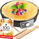 Crepe Maker Machine (Easy to Use), Pancake Griddle  Nonstick 12 Electric Griddle  Pancake Maker, Batter Spreader, Wooden Spatula  Crepe Pan for Crepes Roti, Tortilla, Blintzes  Portable, Compact