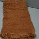 CREVENT Farmhouse Rust Knit Throw Blanket for Couch Sofa Chair Bed Home Decoration, Soft Warm Cozy Light Weight for Spring Summer Fall (50''X60'' Caramel/Rust)