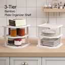 VERTORGAN 3 Tier Bamboo Corner Shelf(2 Pack),Dish Drying Rack,Plate Organizer,Kitchen Spice Rack for Countertop and Cabinet(White)
