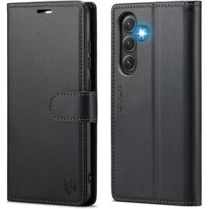 FLIPALM Wallet Case for Samsung Galaxy S24 Fe, RFID Blocking Credit Card Holder, PU Leather Folio Flip Kickstand Protective Shockproof Cover for S24 Fe (Black, for S24 Fe - 6.4")