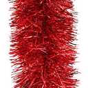 Red Tinsel Garland 50 Feet Christmas Party Decorations Xmas Tree Garland for Twist Hanging Ceiling Indoor Outdoor Christmas Tree