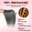 Flufymooz Real Human Hair Toppers for women, 10 Inch Clip in Bangs 100 Human Hair Toppers for Thinning Hair, Cover Hairpiece with 150% Density Silk Base-Silver Gray With Brown Mixed