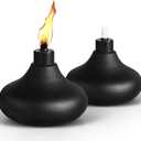 2 Pack Metal Table Top Torches, 24.5oz Citronella Torches for Outside, Refillable Flame Light Torch, Decorative Tabletop Lantern for Yard, Patio, Deck, Garden, Party, Landscape