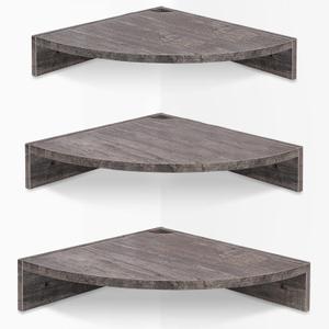 Homode Corner Floating Shelves, Set of 3 Corner Wall Shelves for Storage and Display, 3 Tier Wood Hanging Shelf Organizer for Cable Box, for Bedroom, Bathroom, Kitchen, Rustic Grey