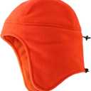 Home Prefer Mens Womens Warm Fleece Beanie Earflap Winter Hat Outdoor Winter Cap (Large, Orange)