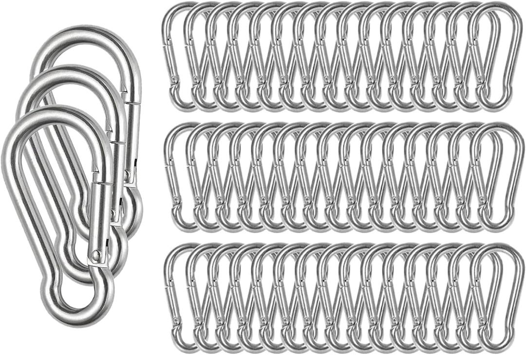 Heavy Duty Galvanized Steel Carabiner Clip Spring Snap Hook Spring Snap Hook Clips (2.36IN-48PCS)
