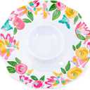 Mary Square Garden Party Pink Floral 15 inch Melamine Serving Dining Chip and Dip Serving Set For Entertaining Parties Gift Bundle Set of 2