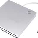 External USB C CD DVD Drive,Portable USB 3.0 and Type-C Smart Touch Button Slot-in CD DVD Burner Player Writer for Desktop Laptop/Mac/MacBook Pro/Air/Windows XP/7/8/10 Mac OS (Silver)