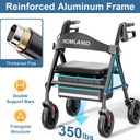 HOMLAND Rollator Walker for Seniors with Seat, Foldable Lightweight Aluminum Rolling Walker, 8" All-Terrain Wheels, Adjustable Height, Storage Bag & Hand Brakes, Ergonomic Indoor Outdoor Aid, Black
