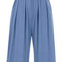 PRETTYGARDEN Summer Jumpsuits for Women Dressy Casual | Soft Ribbed Fabric, Crewneck Cap Sleeve, Back Zipper, Pockets, Wide Leg Pants Rompers, One Piece Outfits, Work Office Clothes (Blue, XXL)