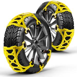 Zento Deals Car Snow Tire Chains  Heavy-Duty Anti-Slip Traction Device for All Seasons  Durable Emergency Tire Chains for Cars, SUVs, and Trucks (Yellow)