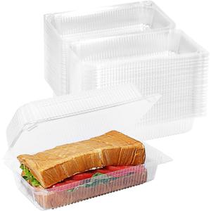 MANSHU 100 Pcs Clear Plastic Take out Containers,Disposable Clamshell Dessert Container with Lid, for Salads, Pasta, Sandwiches (8.66x5.12x3.15 in).