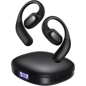 PSIER Open Ear Headphones Bluetooth 5.3 Bone Conduction Headphone, Soft Wireless Open Earbuds IPX6 Waterproof, Open Ear Earbuds with 40H Playtime Premium Stereo Sound for Running, Sports, Black