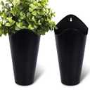 vensovo 12 Inches Galvanized Wall Planters - 2 Packs Metal Tin Vases for Flowers Indoors, Farmhouse Hanging Planter Tall Flower Holder for Country Decor Outdoors, Black