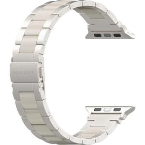 Wearlizer Starlight Resin Compatible with Apple Watch Bands 38/40/41/42mm Womens, Wristbands Gold Stainless Steel Replacement Classic Strap Bracelet iWatch Series 11 10 9 8 7 6 5 4 3 SE/Ultra 3 2 1