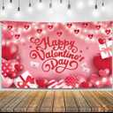 KatchOn, Happy Valentines Day Backdrop - XtraLarge, 72x44 Inch | Script Happy Valentines Day Banner for Valentines Day Decorations | Hearts Valentines Party Decorations | Valentines Decorations for Party (Pink Arrow)
