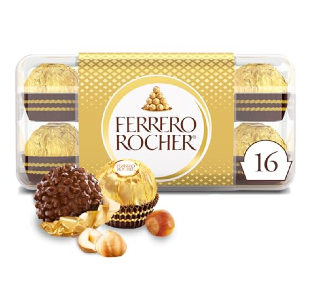 Pack Of 2 Ferrero Rocher, Premium Milk Chocolate Hazelnut, Individually Wrapped, Chocolate Gift Box, 16 Count, 7 oz, Best By: Sep 30, 2025