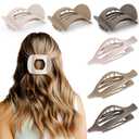Large Flat Hair Claw Clips for Women, Matte Non Slip Strong Hold Claw Clips for Thick Hair, Durable Neutral Color Hair Accessories Pack of 6