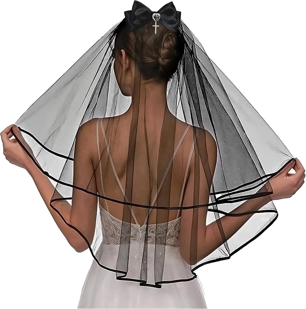 First Communion Veil Bow Wedding Veils Lace Catholic Bridal Veil Bachelorette Party Veil for Women Girls