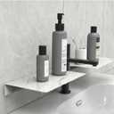 Bathroom Sink Shelf Over Faucet, Waterproof Stainless Steel, Wood Grain and Stone Pattern, 19.69 Inch Organizer for Toothbrush and Soap (Green White Marble)