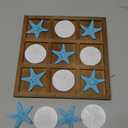 Chunful Beach House Decor Wooden Tic Tac Toe Game with Resin Seashell and Starfish Multilayer Tic Tac Toe Board Fun for Family Travel Beach Game 7.87 x 7.87 x 0.47 Inch (Wood Color)