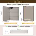 TETOTE 24 x 32 Medicine Cabinet with Lights, Adjustable Shelves, Silver Aluminum Cabinet, Anti-Fog Stepless Dimmable 3 Colors White/Warm/Natural, Easy to Install(Wall Mount/Recessed)