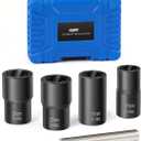 Orion Motor Tech Twist Socket Tool Set, 1/2" Drive 5pc Nut and Bolt Extractor Set, Rounded Bolt & Stripped Lug Nut Remover Tool Kit