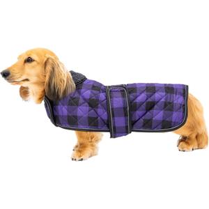 Geyecete Waterproof Warm Thermal Quilted Dachshund Coat with Warm Fleecy Lining Inside,Outdoor Dog Apparel with Adjustable Bands for Small,Medium Dog-Purple-M