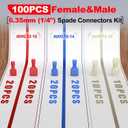 3 x AIRIC UL Listed Nylon Spade Quick Disconnect Connectors Kit, 22-10 Gauge Male and Female Electrical Connector Wire Spade Crimp Terminals, Wiring Crimps Insulated Terminal Assortment Kits, 100 Pcs